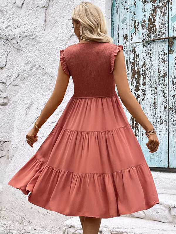 Ladies Casual Slim Solid Color Dress