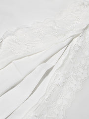 Lace Square Neck Slip Dress Slim Backless White French Dress