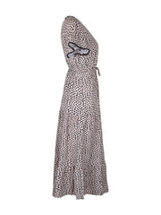 v-neck print skirt design sense dress