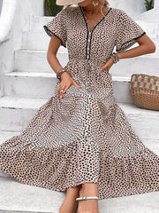 v-neck print skirt design sense dress