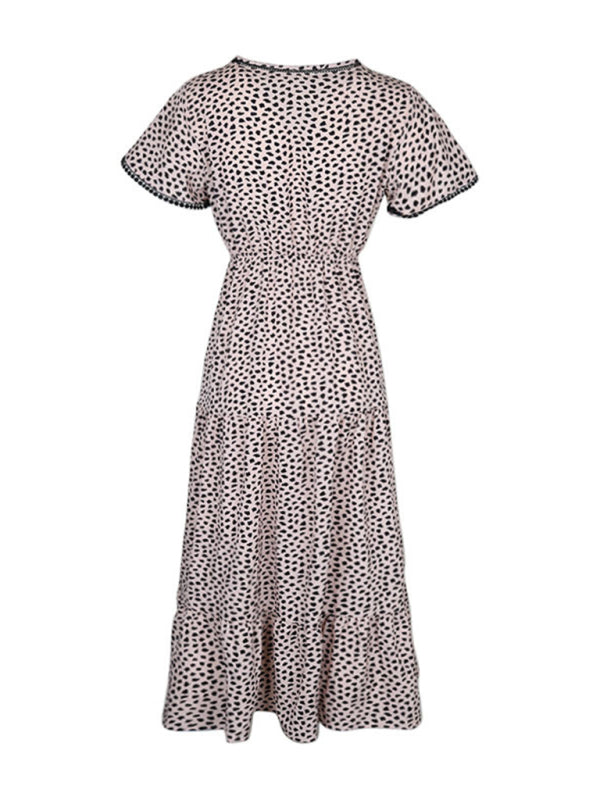v-neck print skirt design sense dress