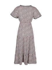 v-neck print skirt design sense dress