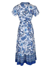 Blue Printed Slim Dress