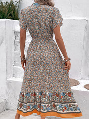 ethnic style V-neck floral dress