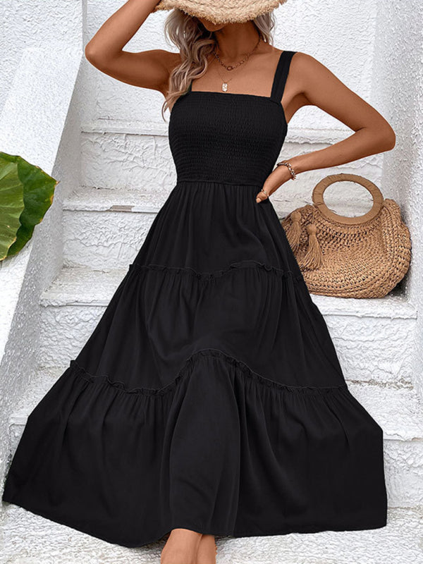 solid color strapless sleeveless dress