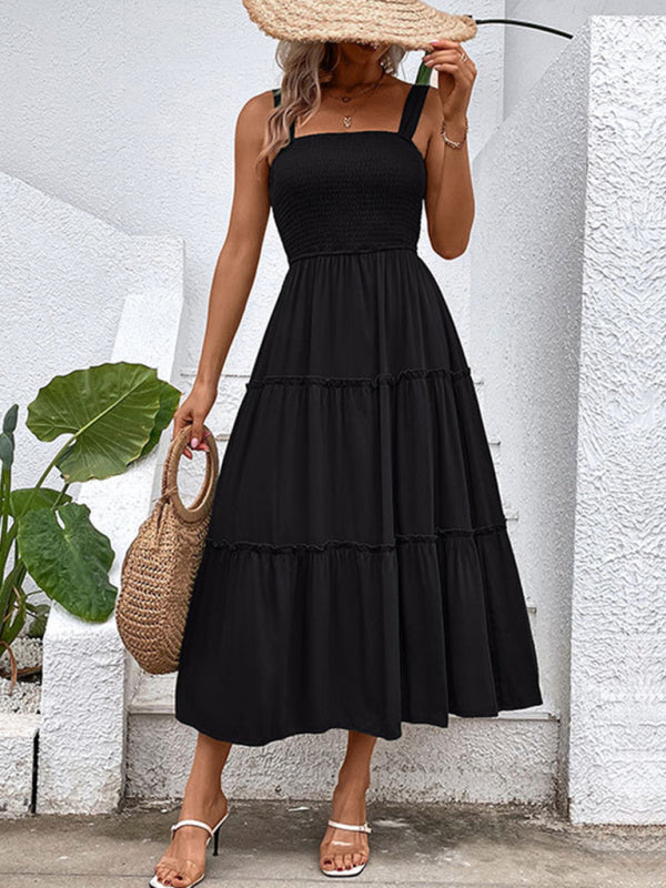 solid color strapless sleeveless dress