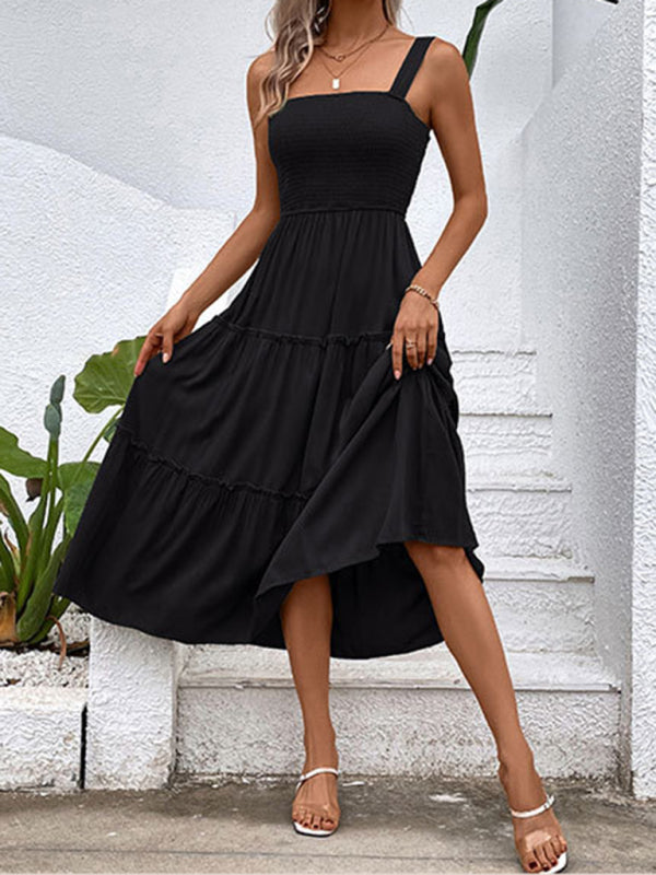 solid color strapless sleeveless dress