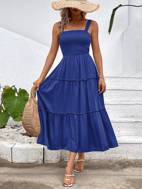 solid color strapless sleeveless dress