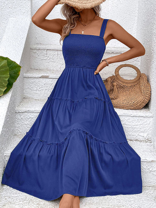 solid color strapless sleeveless dress