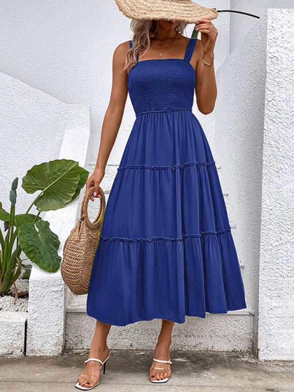 solid color strapless sleeveless dress