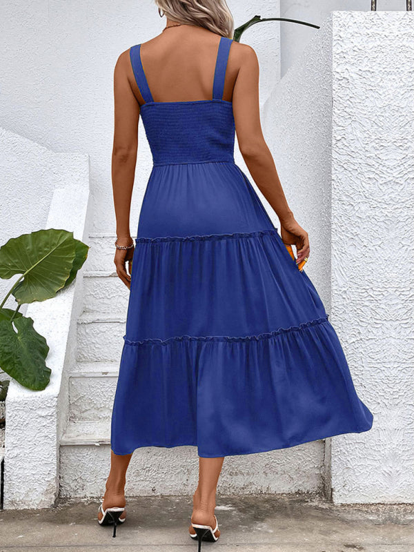 solid color strapless sleeveless dress