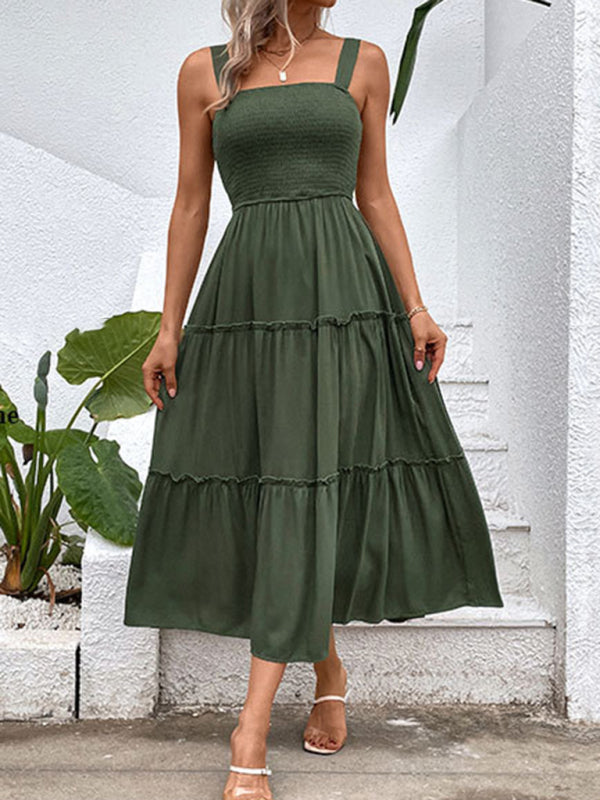 solid color strapless sleeveless dress