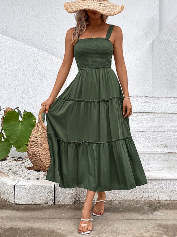 solid color strapless sleeveless dress