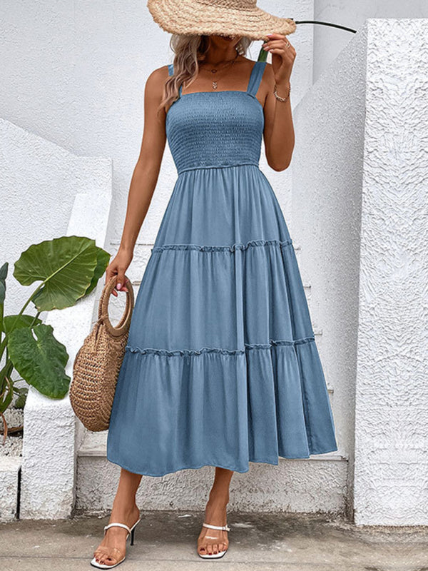 solid color strapless sleeveless dress