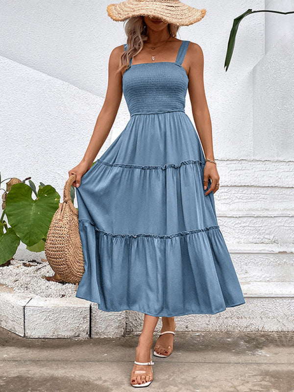 solid color strapless sleeveless dress