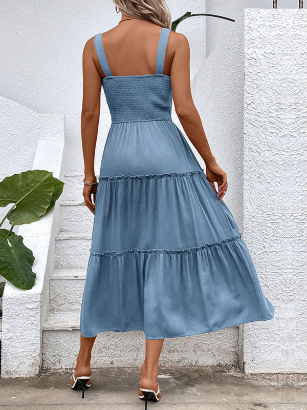 solid color strapless sleeveless dress
