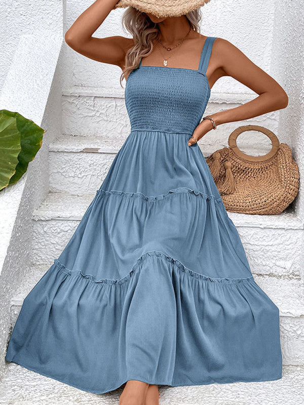 solid color strapless sleeveless dress