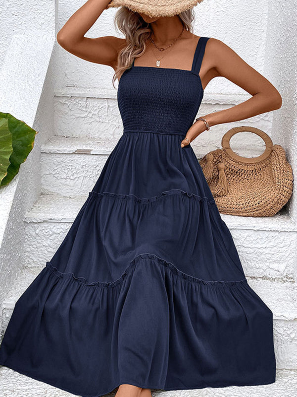 solid color strapless sleeveless dress