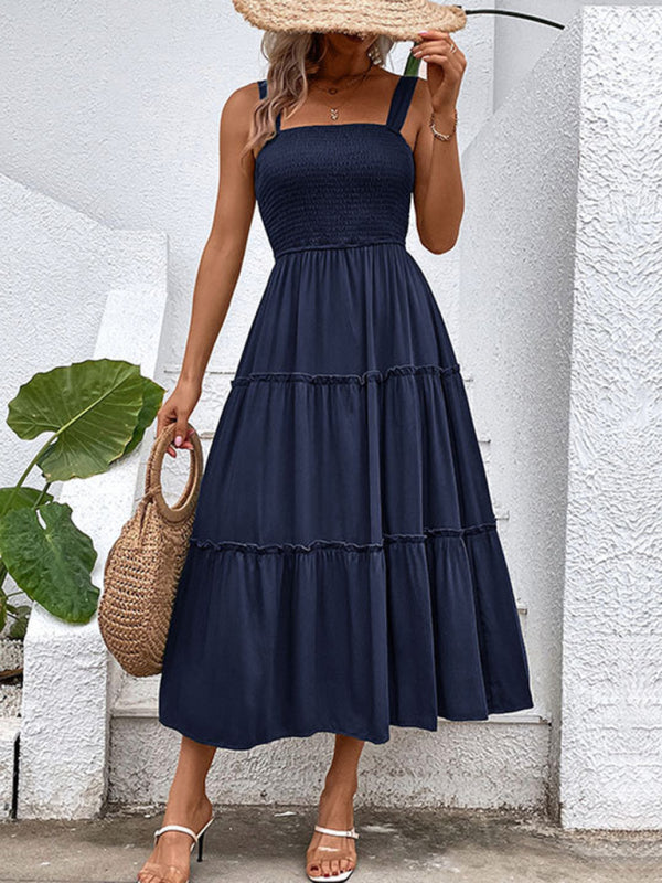 solid color strapless sleeveless dress