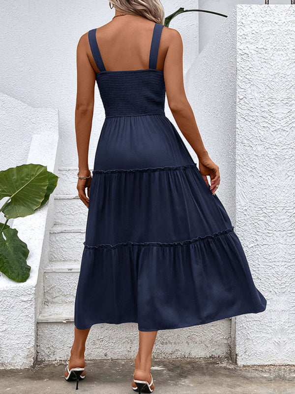 solid color strapless sleeveless dress