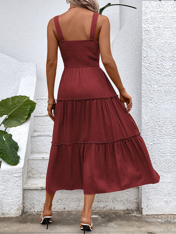 solid color strapless sleeveless dress