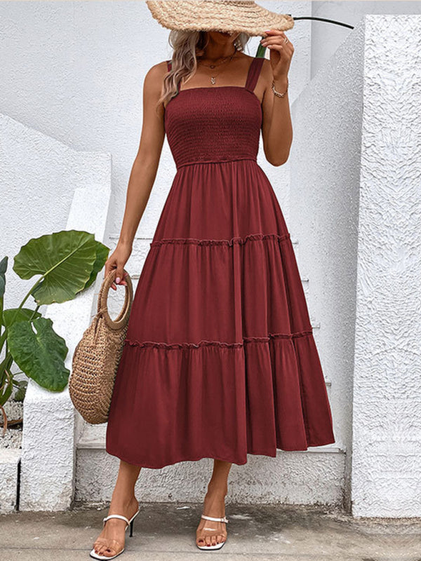 solid color strapless sleeveless dress