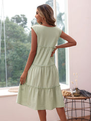 casual elegant solid color sleeveless dress