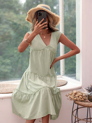casual elegant solid color sleeveless dress