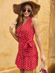 sleeveless dress polka dot sundress