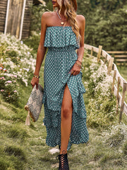 one-shoulder wave point slit sexy dress