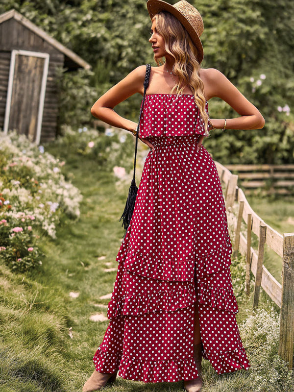 one-shoulder wave point slit sexy dress