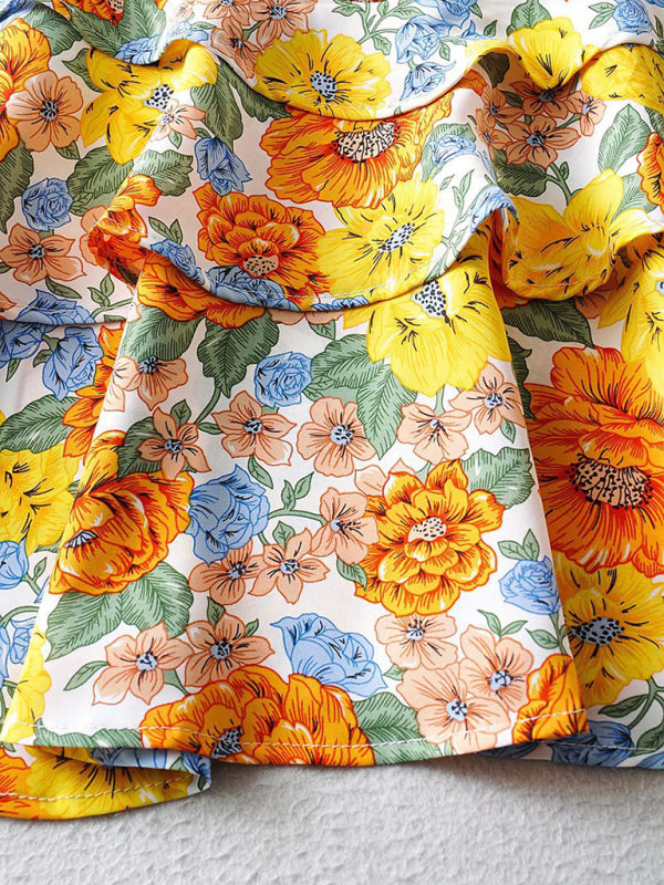 Sexy Slim Chest Tie Short Sleeve Printed Dress Female Skirt