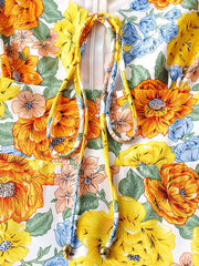 Sexy Slim Chest Tie Short Sleeve Printed Dress Female Skirt
