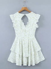 lace embroidery printed waist dress V-neck halter skirt