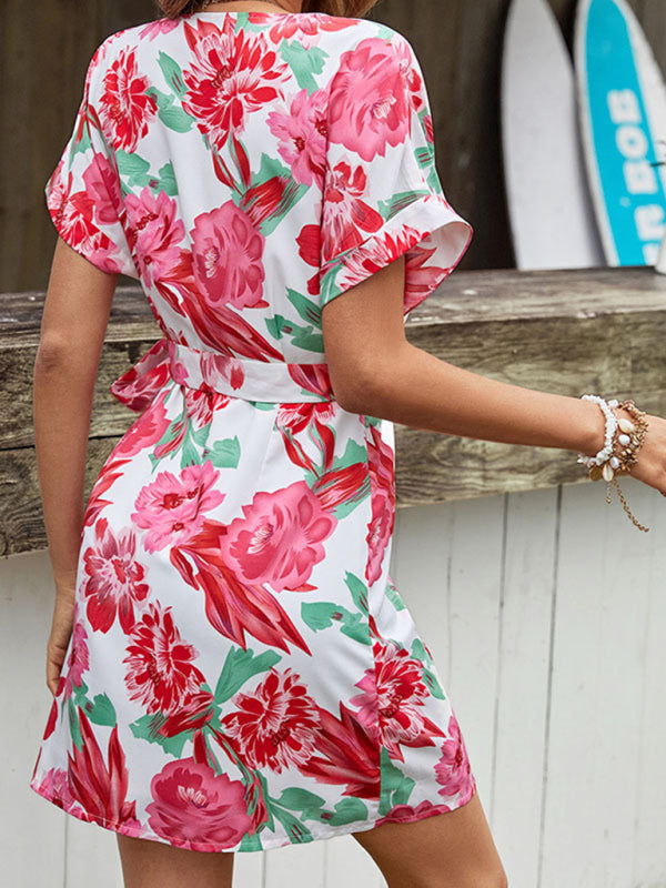 Ladies Short One Piece Floral Print Dress