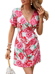 Ladies Short One Piece Floral Print Dress