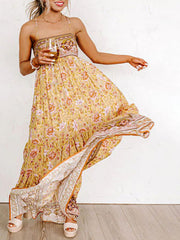 Sling Floral Street Strap Backless Dress