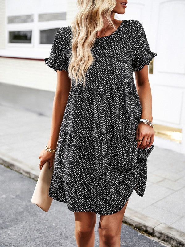 Relaxed Loose Resort Print Layered Dress