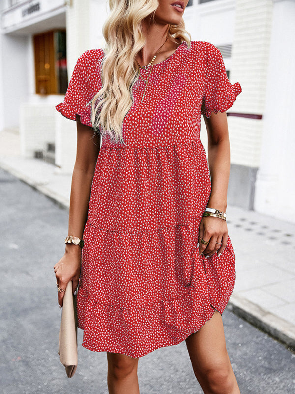 Relaxed Loose Resort Print Layered Dress