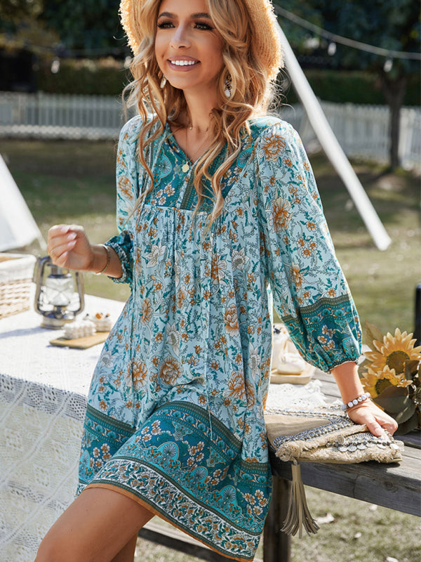 Bohemian Orientation Print Resort Style Ladies Dress