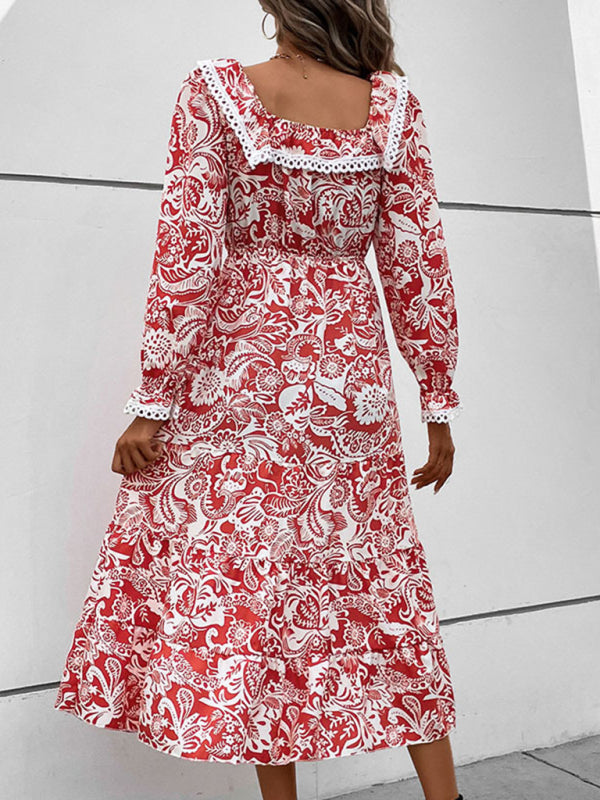 Ladies Long Sleeve Printed Dress