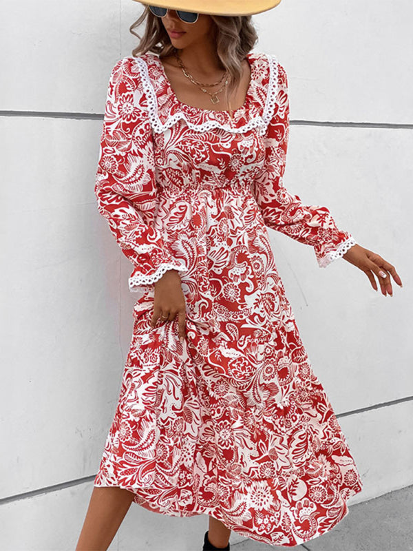 Ladies Long Sleeve Printed Dress