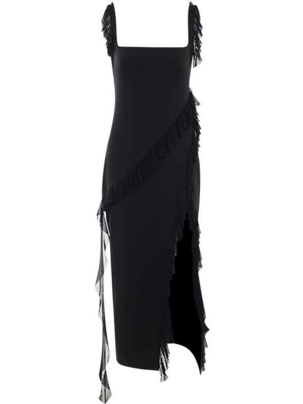 Spice Girl Slim Height Slit Ribbon Sexy Sling Dress