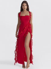 Spice Girl Slim Height Slit Ribbon Sexy Sling Dress