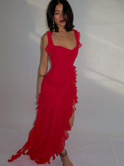 Spice Girl Slim Height Slit Ribbon Sexy Sling Dress