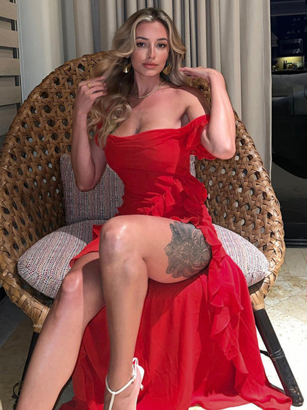 Spice Girl Slim Height Slit Ribbon Sexy Sling Dress