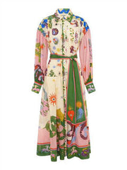 retro French court style pleated long-sleeved loose dress