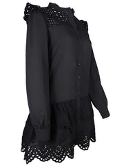 Sexy Hollow Lace Shirt Dress