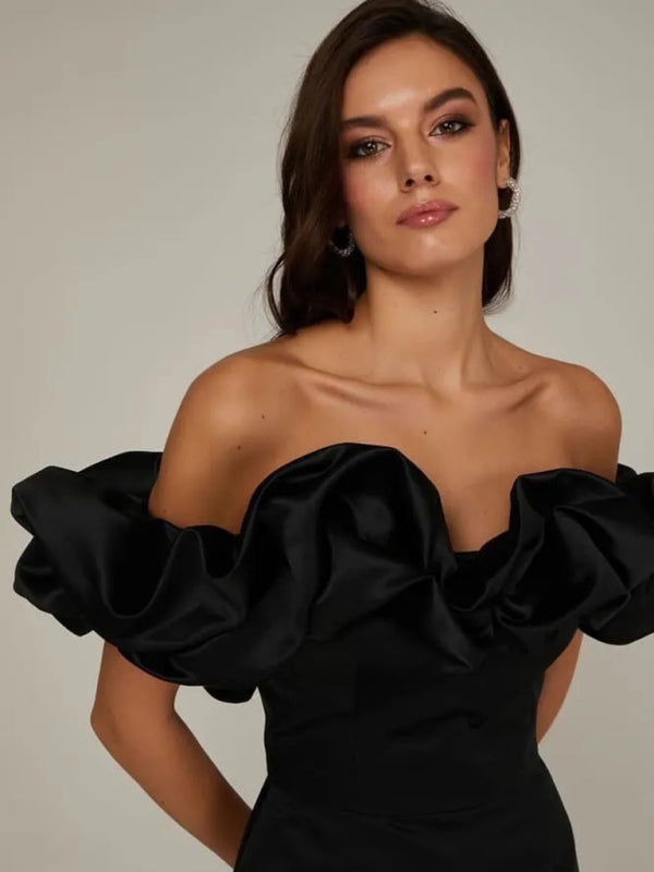 solid color tube top floor shoulder dress