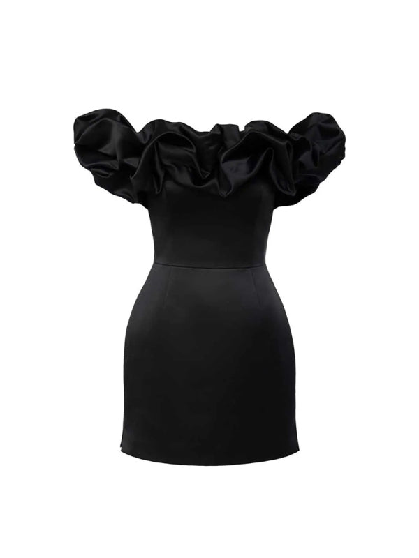 solid color tube top floor shoulder dress
